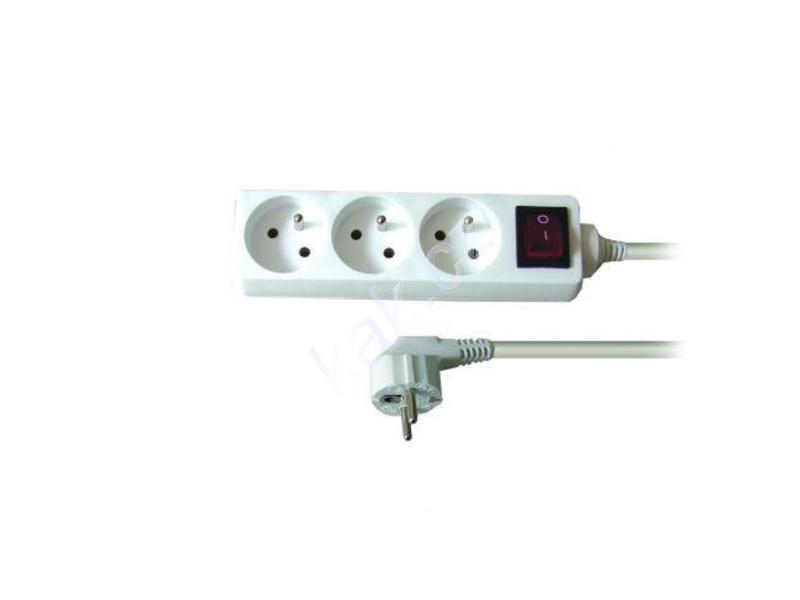 Prodlužovací napájecí kabel PREMIUMCORD  PP3K-02, bílá (white)