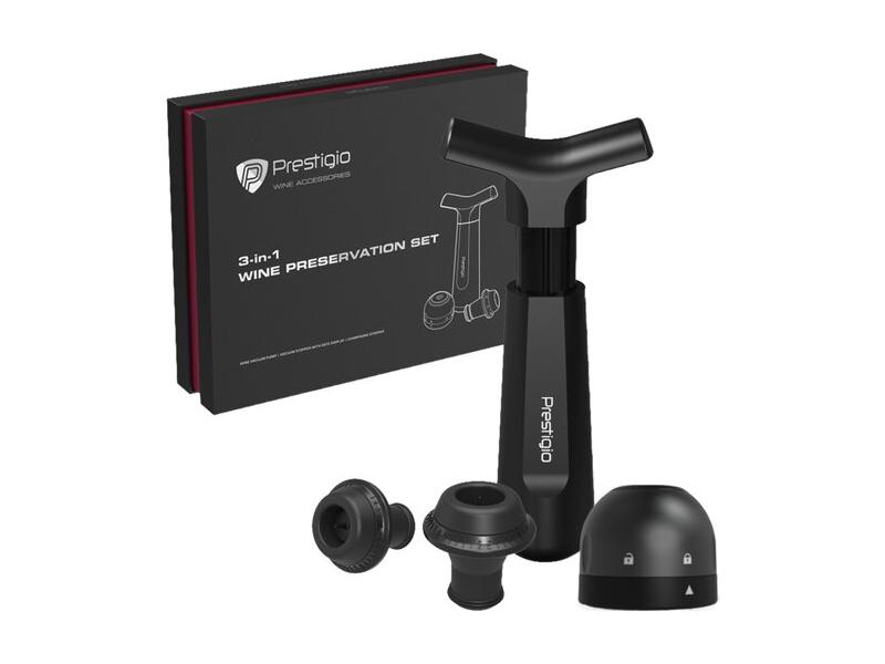  PRESTIGIO SET PRO UCHOVÁNÍ NEDOPITÝCH LÁHVÍ VÍNA