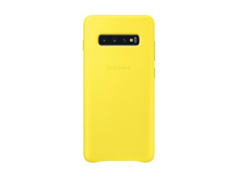 Kožený kryt na mobil SAMSUNG Leather Cover S10+, žlutá (yellow)