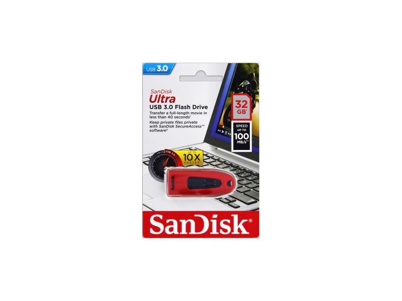 Přenosný flash disk SANDISK Ultra USB 32GB, červená (red)