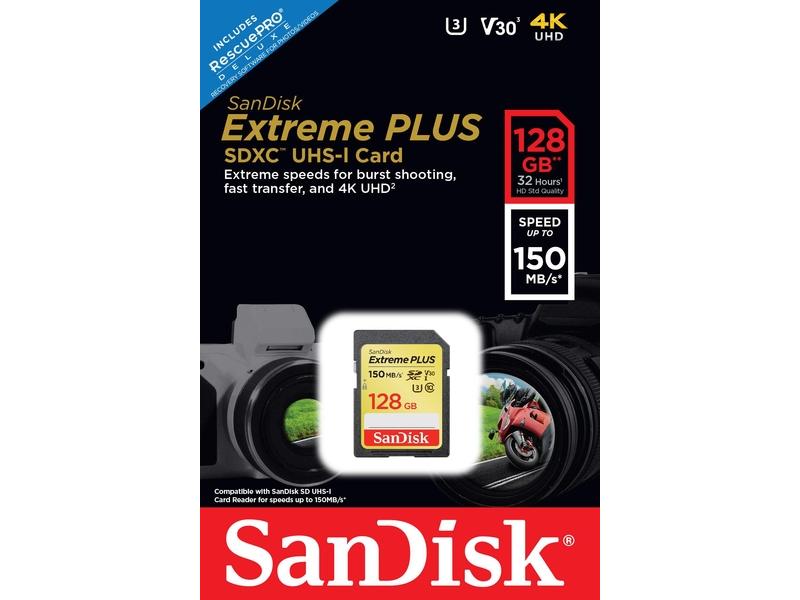 Paměťová karta SANDISK Extreme Plus SDXC 128GB