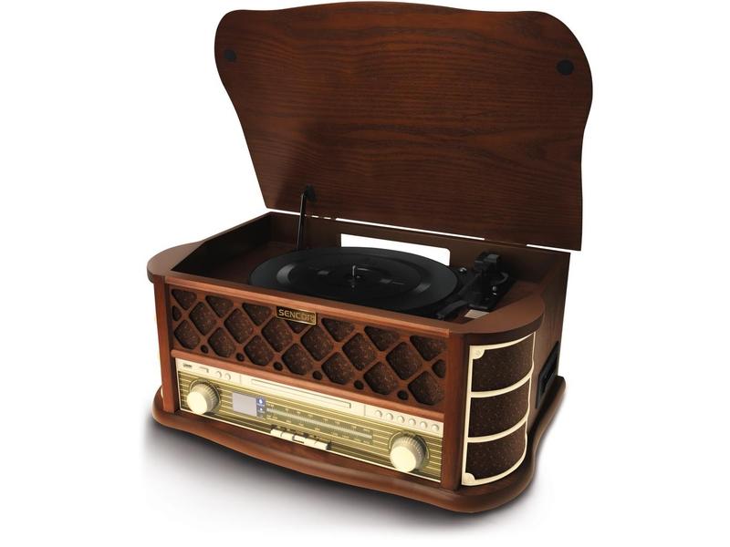 Retro gramofon s CD přehrávačem, kazetovou mechanikou a FM/AM tunerem SENCOR STT 016