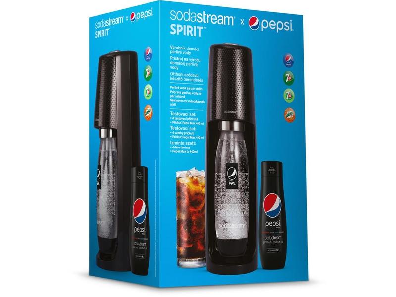 Výrobník sodové vody SODASTREAM Spirit Black Pepsi MegaPack + sirup Pepsi Max 440 ml