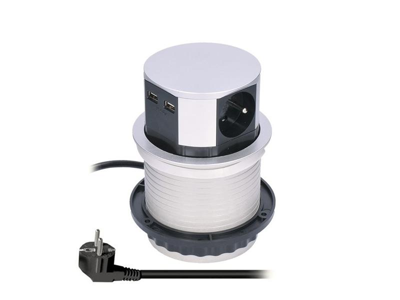 Prodlužovací přívod SOLIGHT PP100USB, stříbrný (silver)