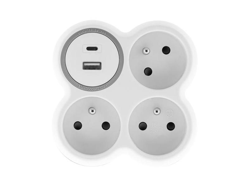 Rozdvojka 230V SOLIGHT P106USBC, bílý (white)