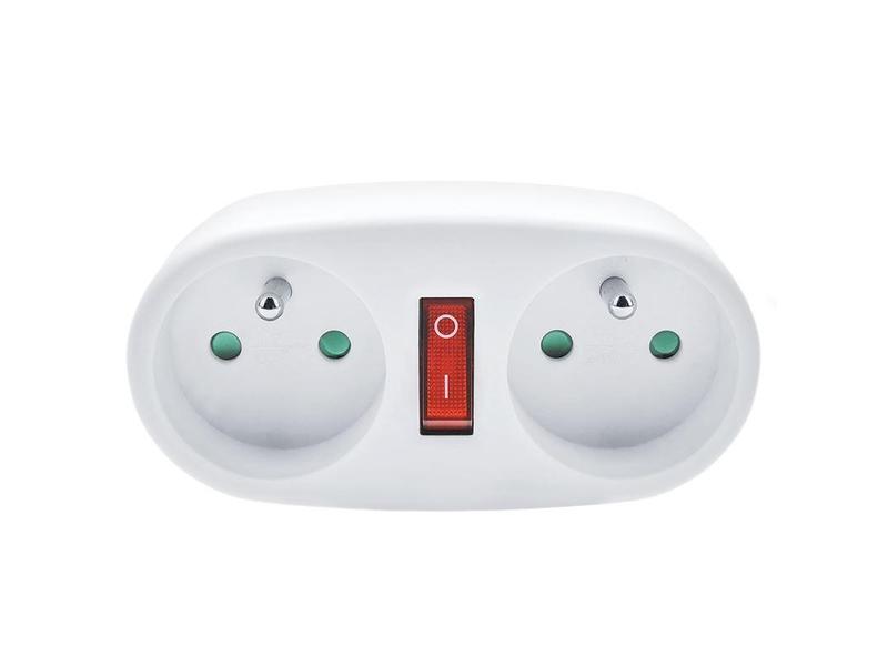  SOLIGHT rozbočka, 2 x 10A s vypínačem, bílý (white)