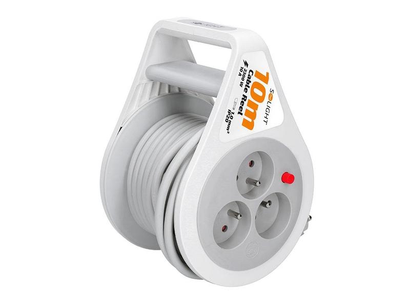  SOLIGHT PB25B prodlužovací přívod na bubnu 10m, 3 zásuvky