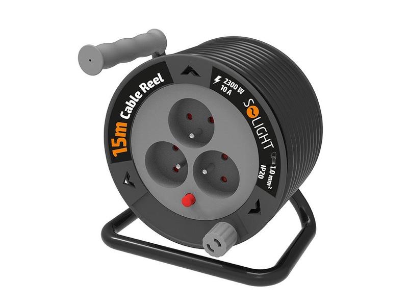  SOLIGHT PB24B prodlužovací přívod na bubnu 15m, 3 zásuvky