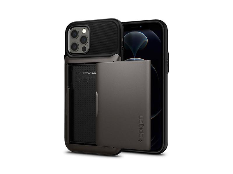 Kryt SPIGEN Slim Armor Wallet pro iPhone 12/12 Pro - Gunmetal