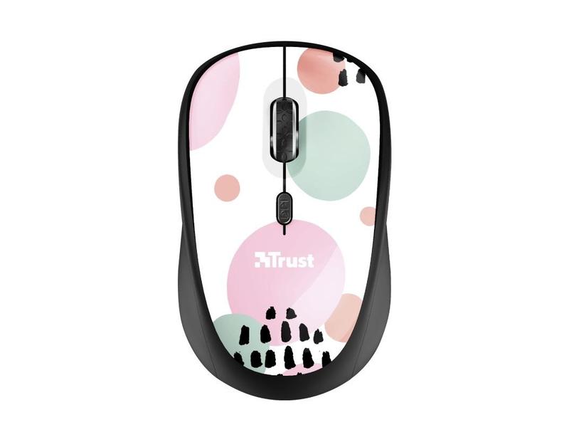 Bezdrátová myš TRUST YVI WIRELESS MOUSE PINK CIRCLES
