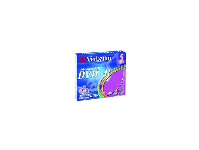 DVD-R médium VERBATIM DVD-R 16x DatalifePlus, barevné (color), 5ks slim krabička