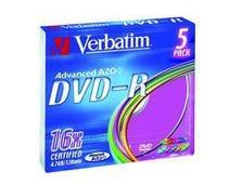 Obrázek k produktu: VERBATIM DVD-R 16x DatalifePlus, barevné (color), 5ks slim krabička