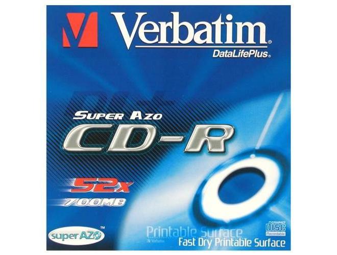 CD-R médium VERBATIM CD-R 52x DataLifePlus Super Azo, Printable, jewel krabička