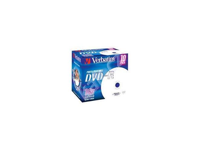 DVD-R médium VERBATIM DVD-R 16x DatalifePlus, Printable, 10ks jewel krabička