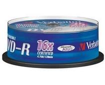 Obrázek k produktu: VERBATIM DVD-R 16x DatalifePlus, Printable, 25ks cakebox