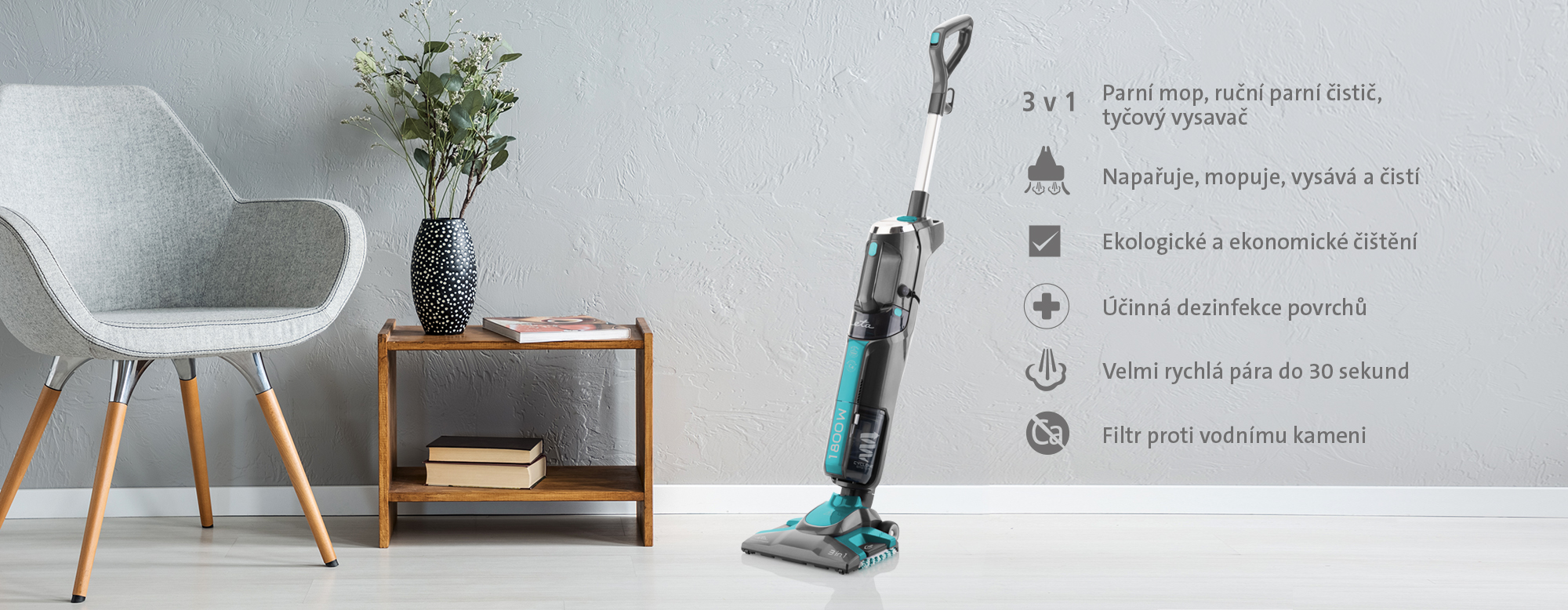 ROZBALENO ETA Steam Master 3234 90000 Tyčový vysavač s parním mopem