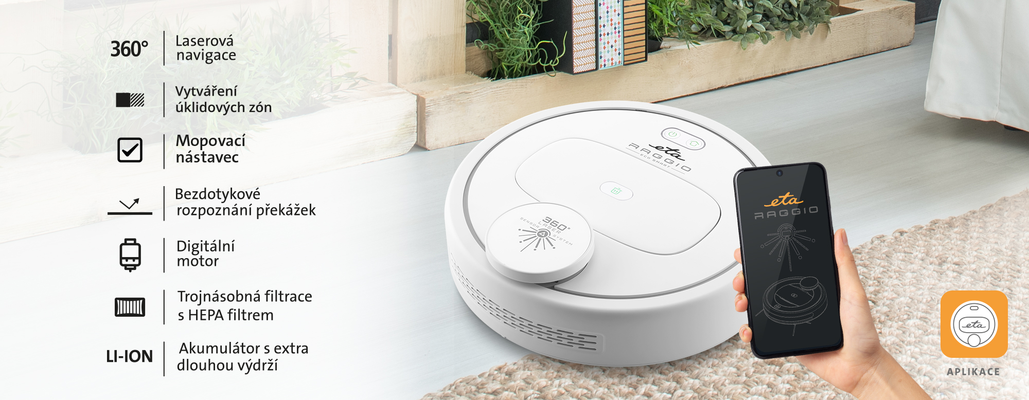 Vysavač robotický ETA Raggio Eco 3225 90010