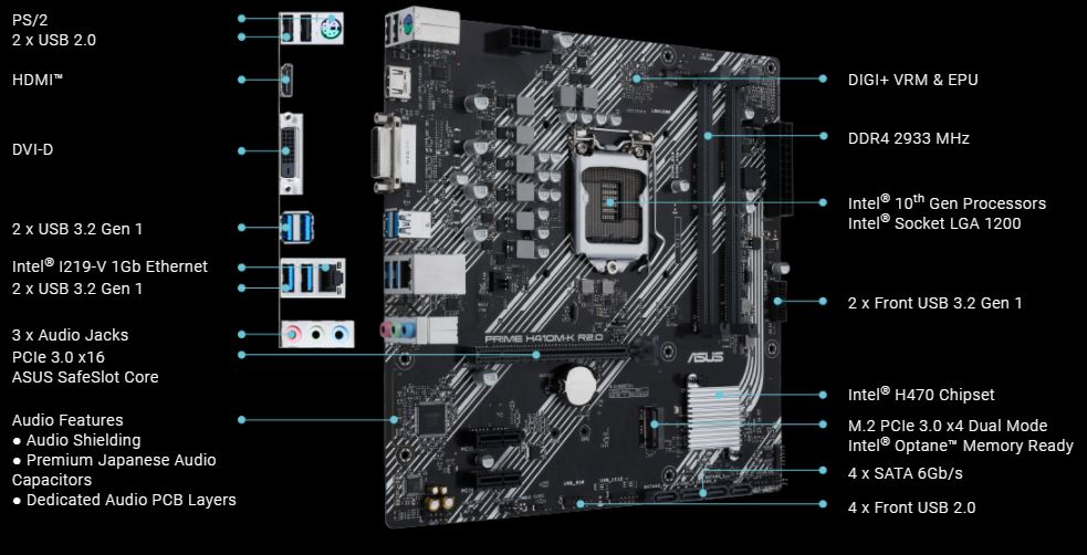 Základní deska ASUS PRIME H410MK R20 H470 chipset