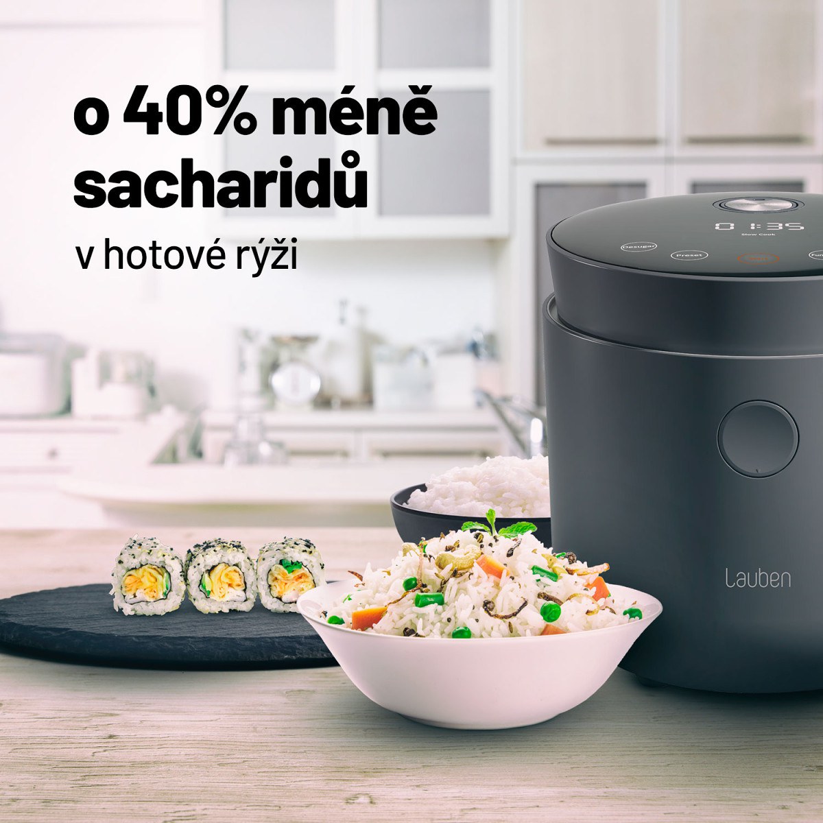 Rýžovar LAUBEN Low Sugar Rice Cooker 1500WT