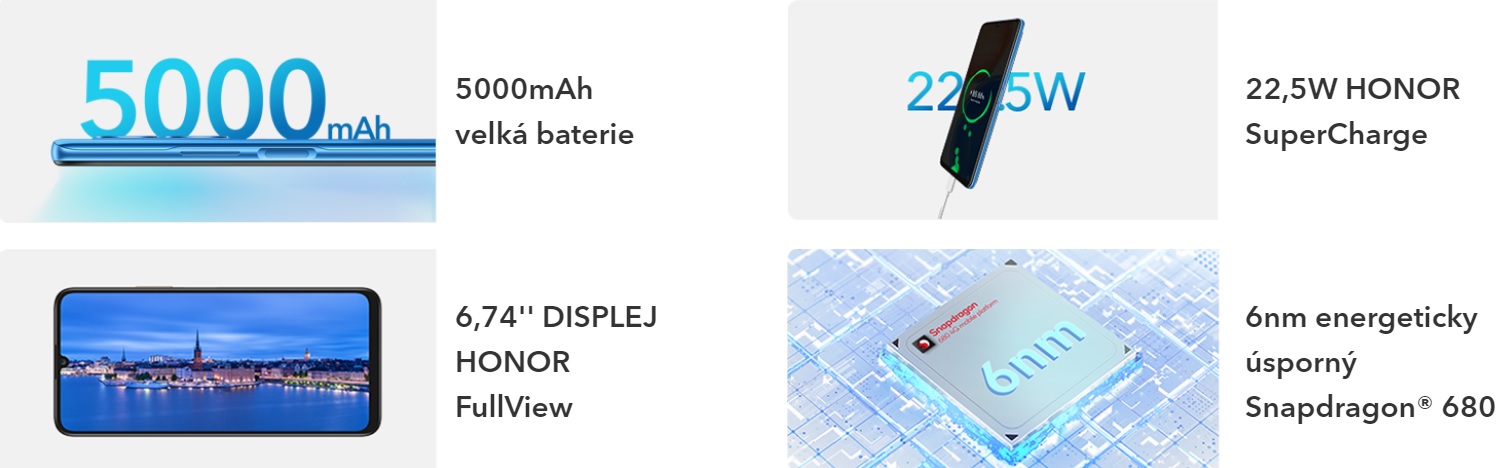 Mobilní telefon HONOR X7 4128GB stříbrný