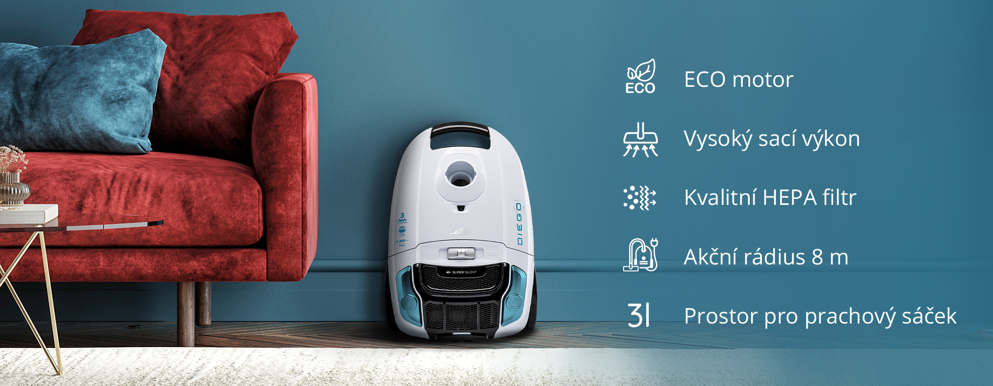 Vysavač ETA Diego 5521 bílý white