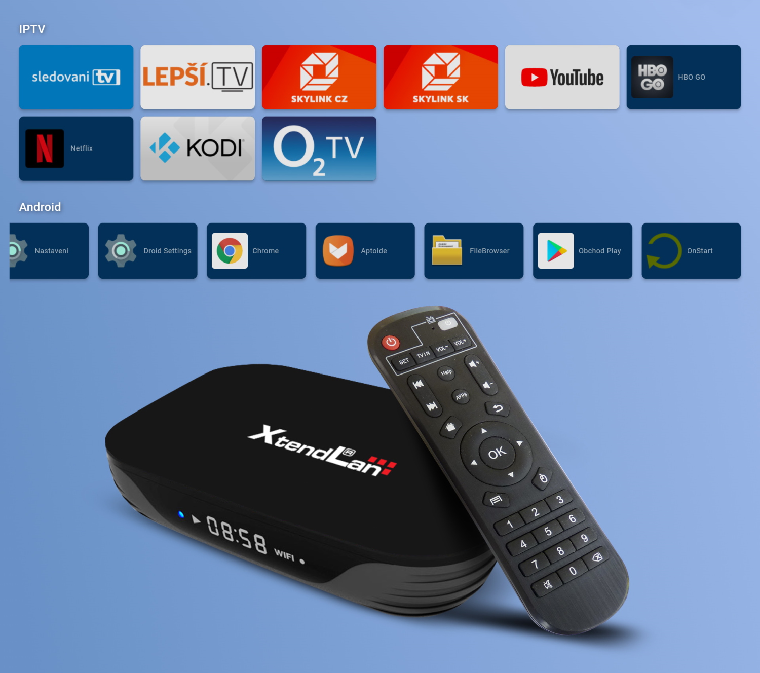 Multimediální centrum XtendLan Android TV box HK1T černý black