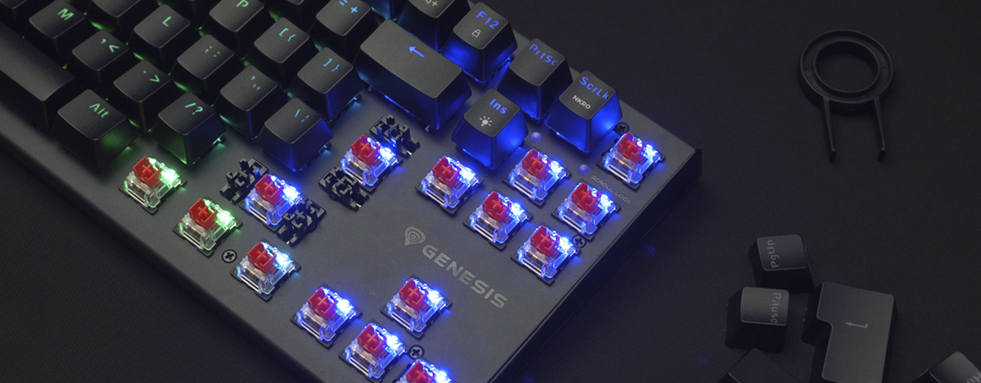 Herní mechanická klávesnice GENESIS THOR 303 TKL RGB Outemu Red černá black