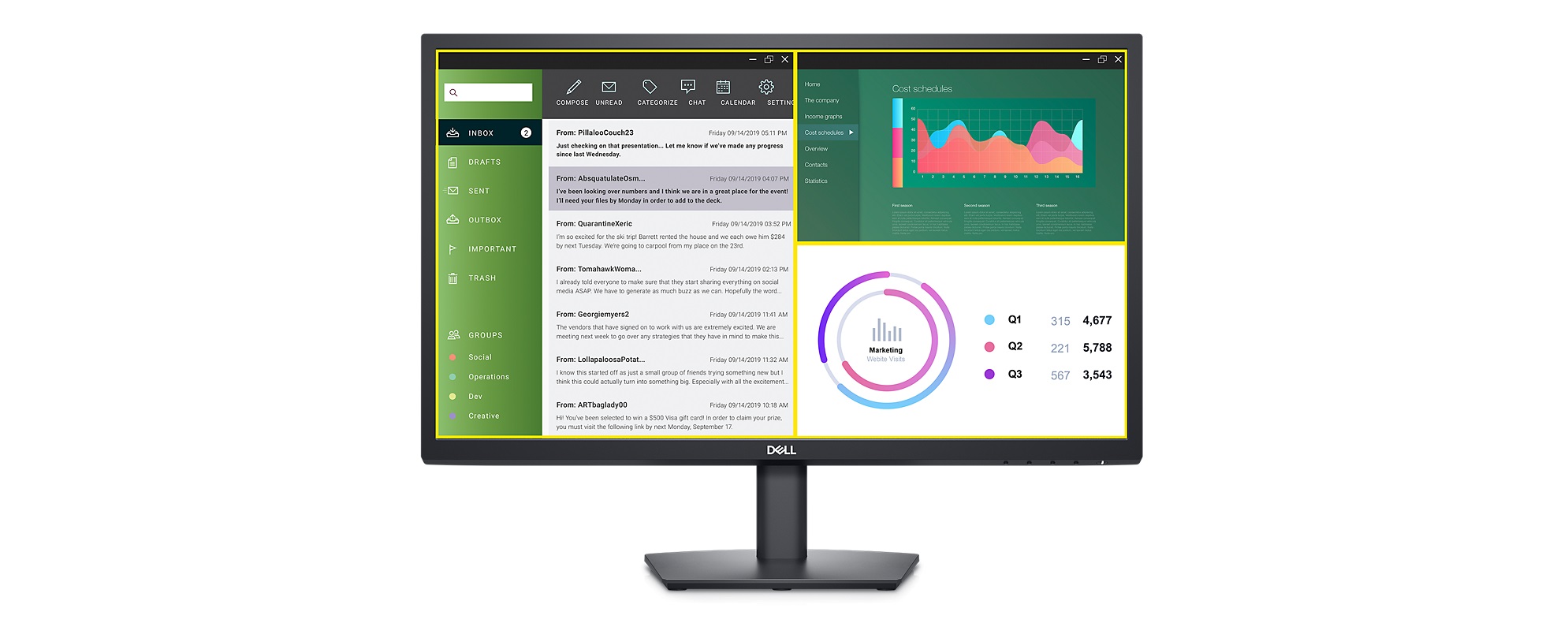 24 LED monitor DELL E2423H 238 černý black