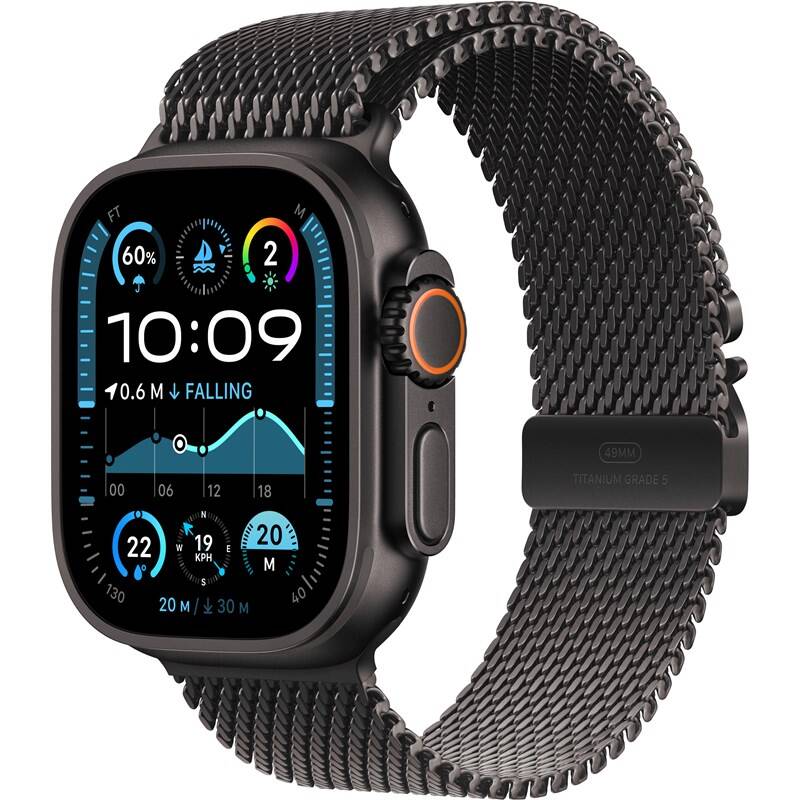 Chytré hodinky APPLE Watch Ultra 2 GPS + Cellular 49mm Černý titan s černým titanovým milánským tahe