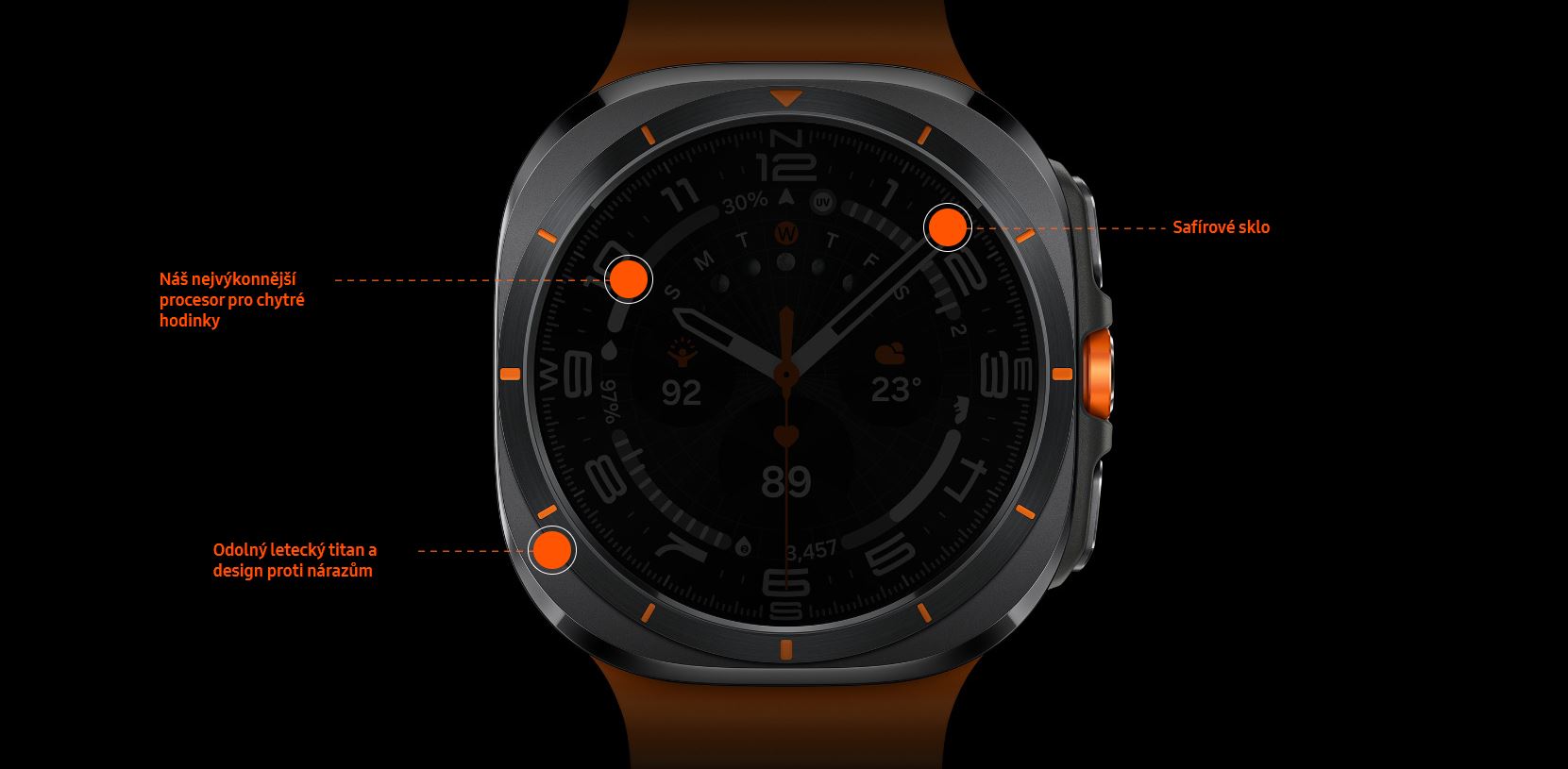 Chytré hodinky SAMSUNG Galaxy Watch Ultra 47mm Titanium GraySport BandOrange