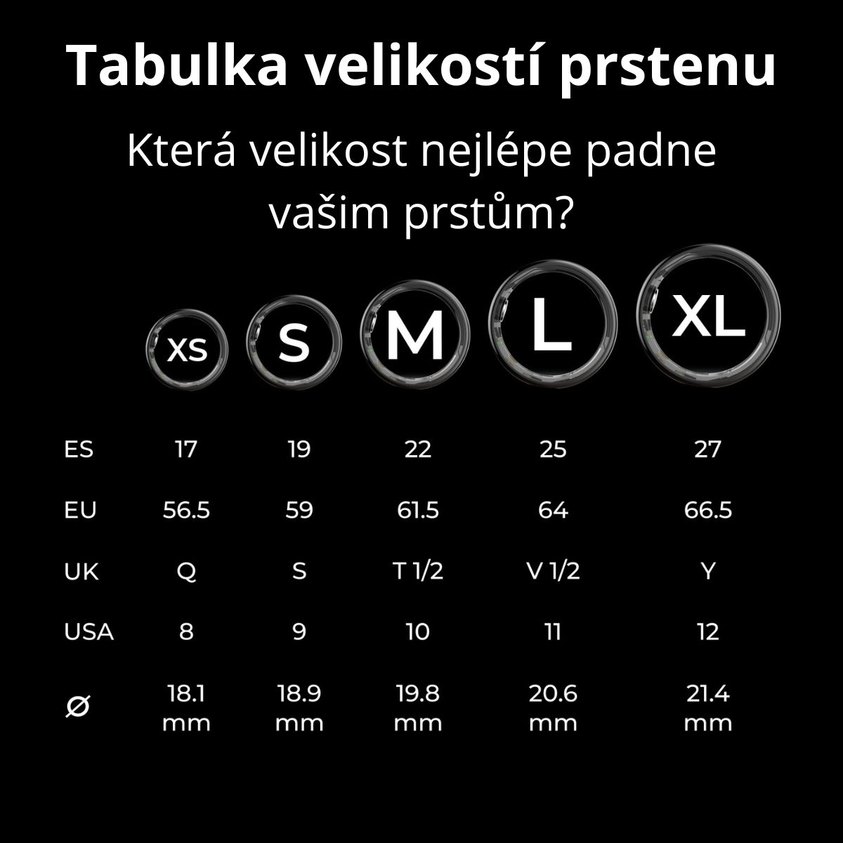 Chytrý prsten KSIX Saturn černý vel M