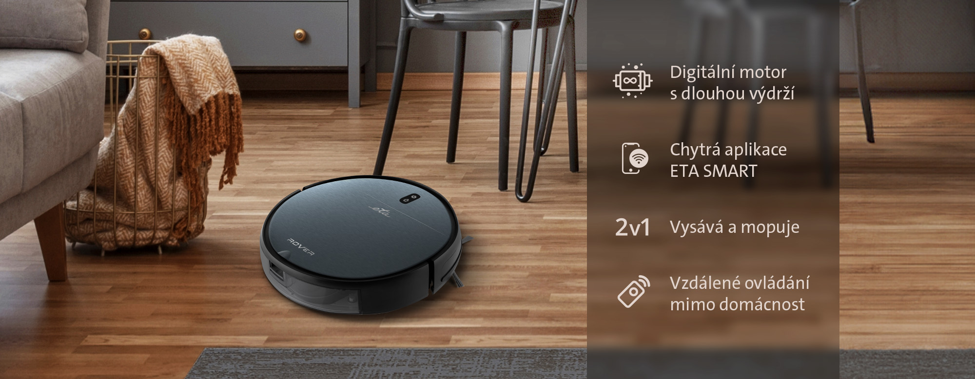 Robotický vysavač ETA Rover 1248 90010 černý black