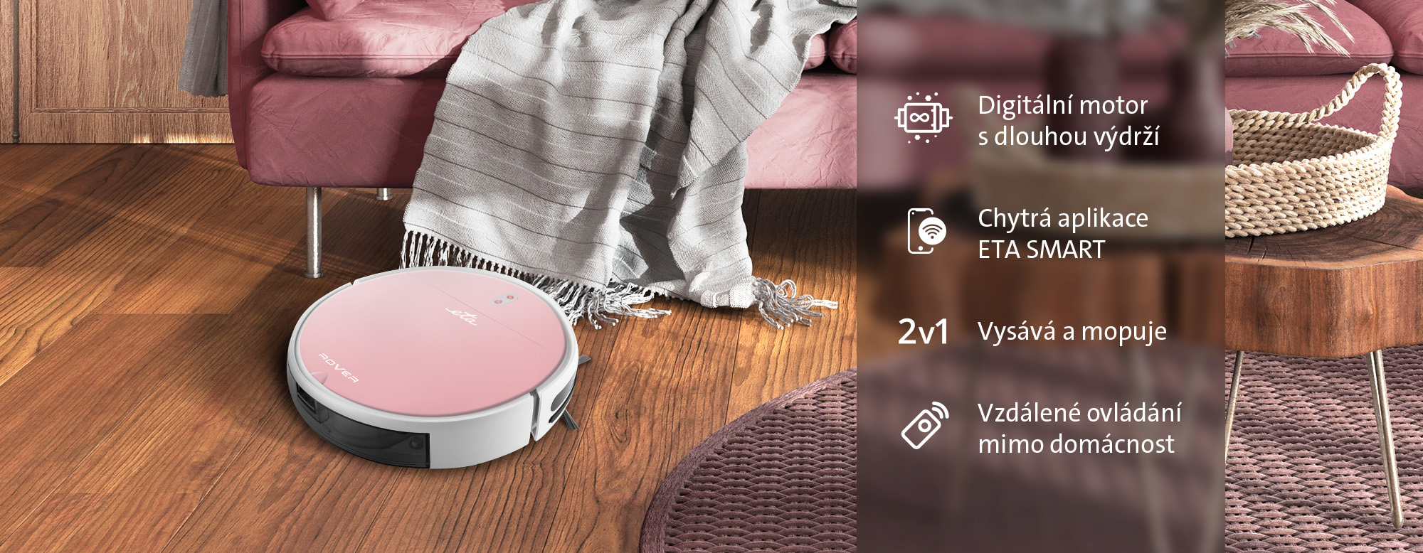 Robotický vysavač ETA Rover 1248 90030 růžový pink