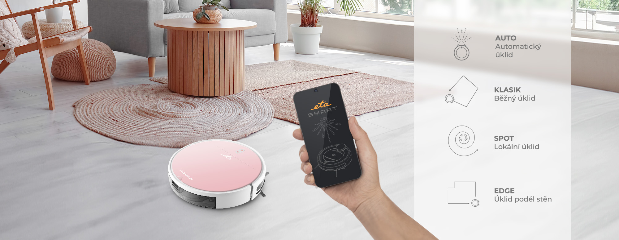 Robotický vysavač ETA Rover 1248 90030 růžový pink