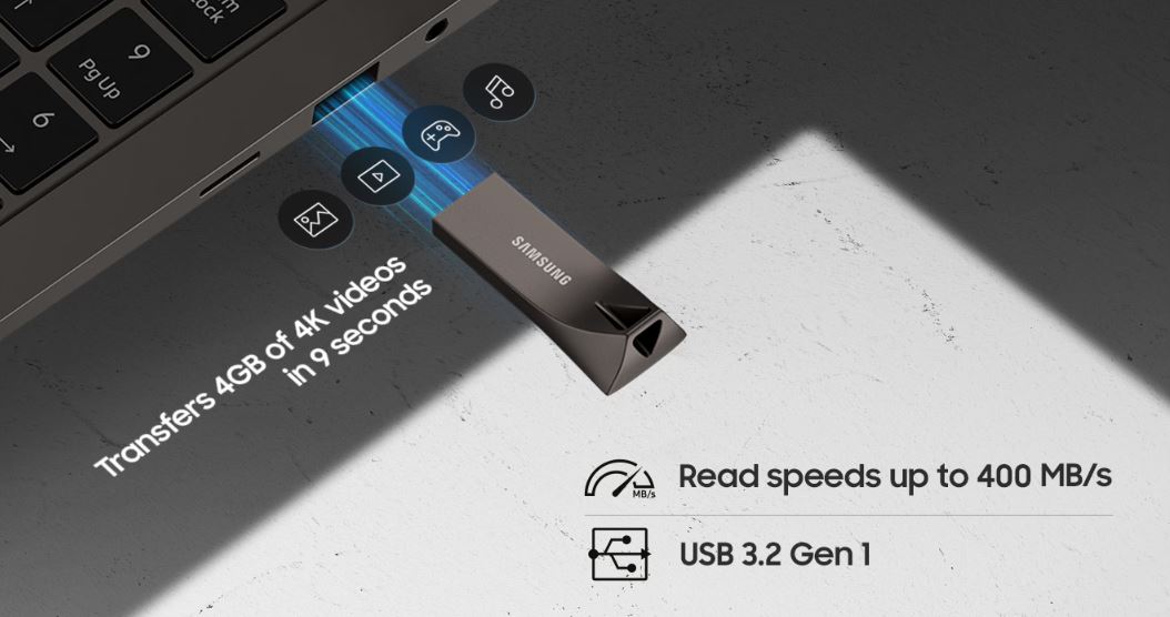 Přenosný flash disk SAMSUNG BAR Plus 64GB Titan Gray