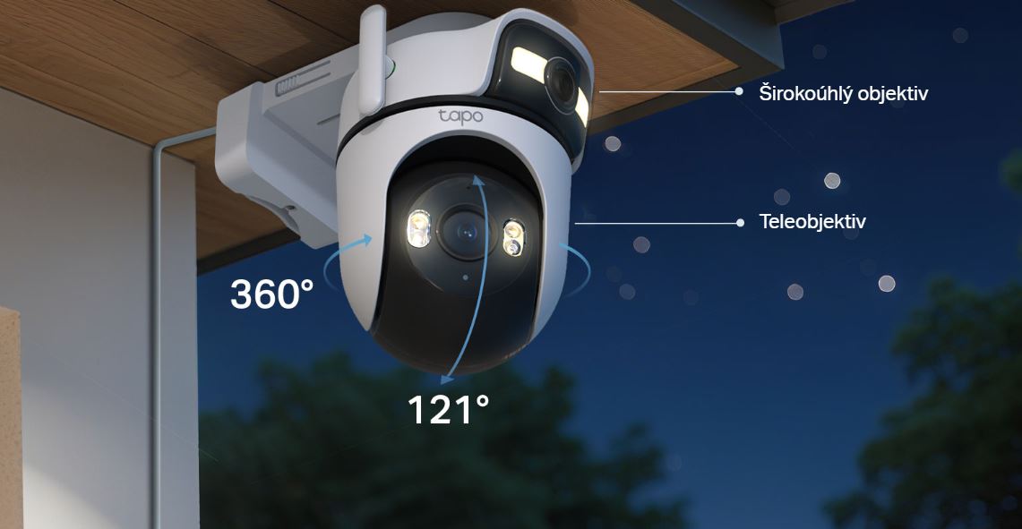 Venkovní bezpečnostní kamera s dvojitou čočkou a funkcí pantilt TPLINK Tapo C545D