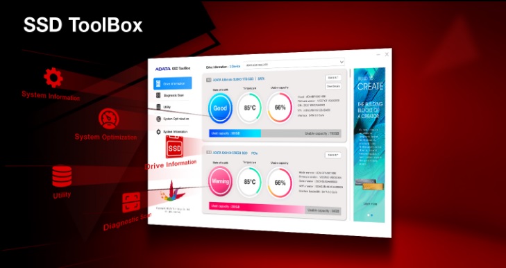 SSD disk ADATA GAMMIX S70 BLADE 1TB M2 NVMe
